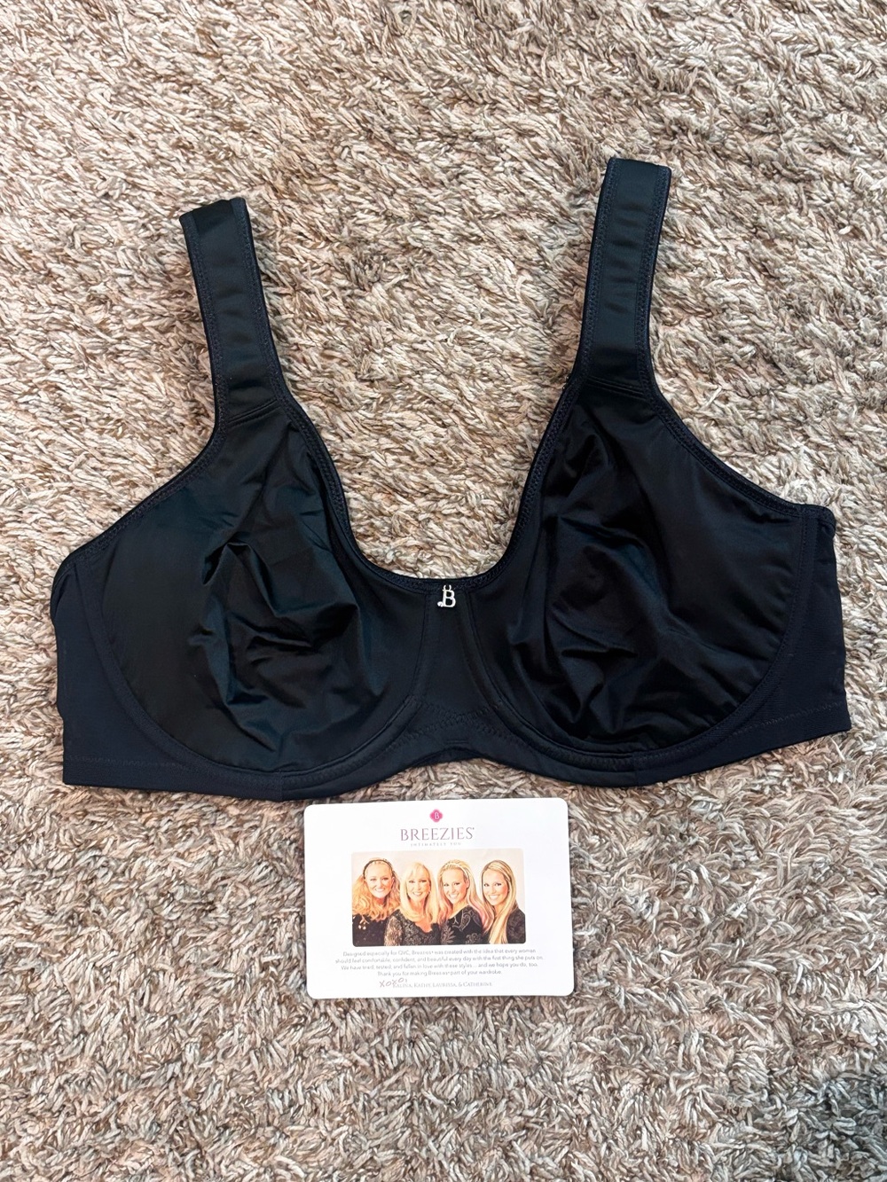 Breezies Black Full Coverage Underwire Bra 38D UltimAir Support New Everyday Bra